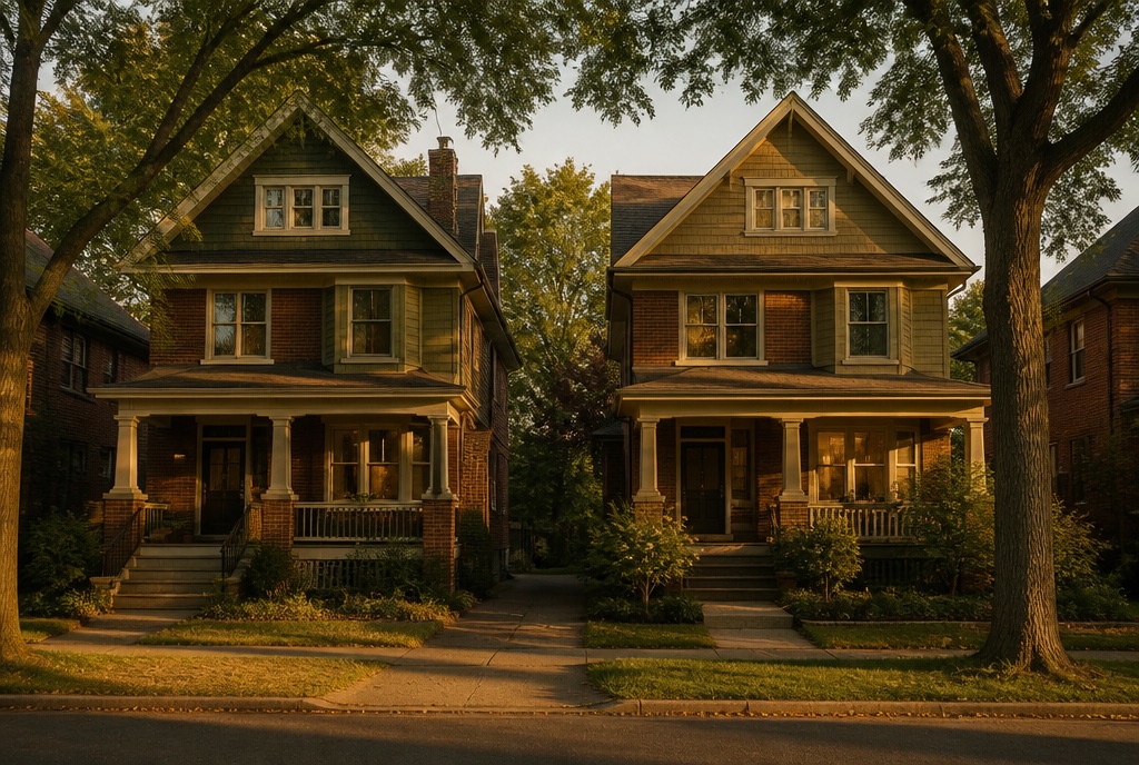 Artist’s concept rendering of The Neighbours, two detached house-form homes in Strathcona